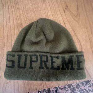Supreme Olive Green Box Logo Beanie FW23
